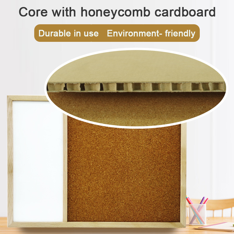 Wood frame Whiteboard Magnetic Dry Eras Double Sided Creative Beech OEM wall mounted writing cork Message board