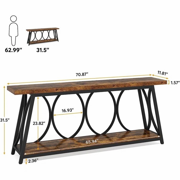 Antique Wood Oval Metal Hallway Cabinet Corner Long Foyer Porch Accent Entrance Way Furniture Hall Wall Console Table With Shelf