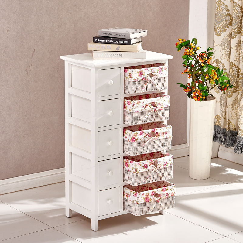 Home Corner White Plastic Cheap Wood Tall Drawer Storage Cabinet