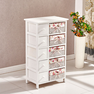 Home Corner White Plastic Cheap Wood Tall Drawer Storage Cabinet