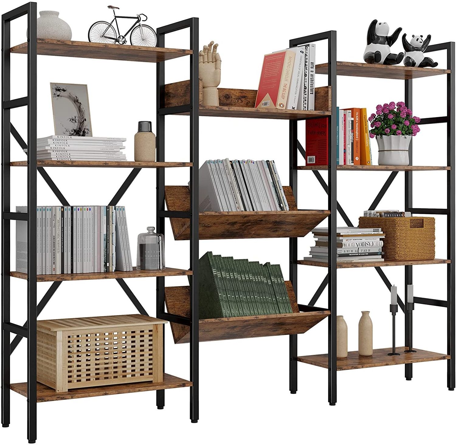 Industrial Style Display Open Shelf Book Standing Steel Cabinet Bookcase Modern Metal Bookshelf