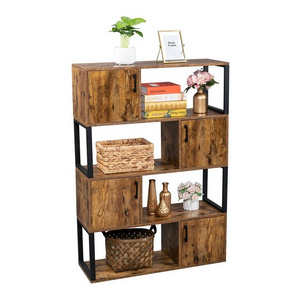 Modern Boho Modular Book Cabinet 6 Cube Storage Organizer Bookshelf Shelf Wooden Steel Metal Industrial Black Shelves Bookcase