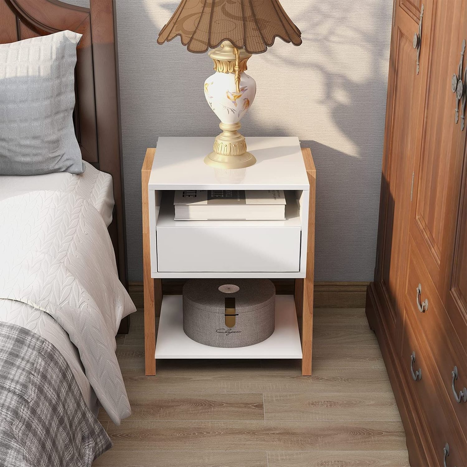 Bed Side Table Design Bedroom Night Stand Classic Nordic Wood White Italian Bedside Set 2 Hotel Nightstand