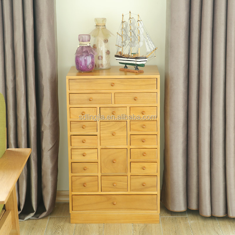 Antique Solid Cabinet Pine Wood Furniture With Many Drawers