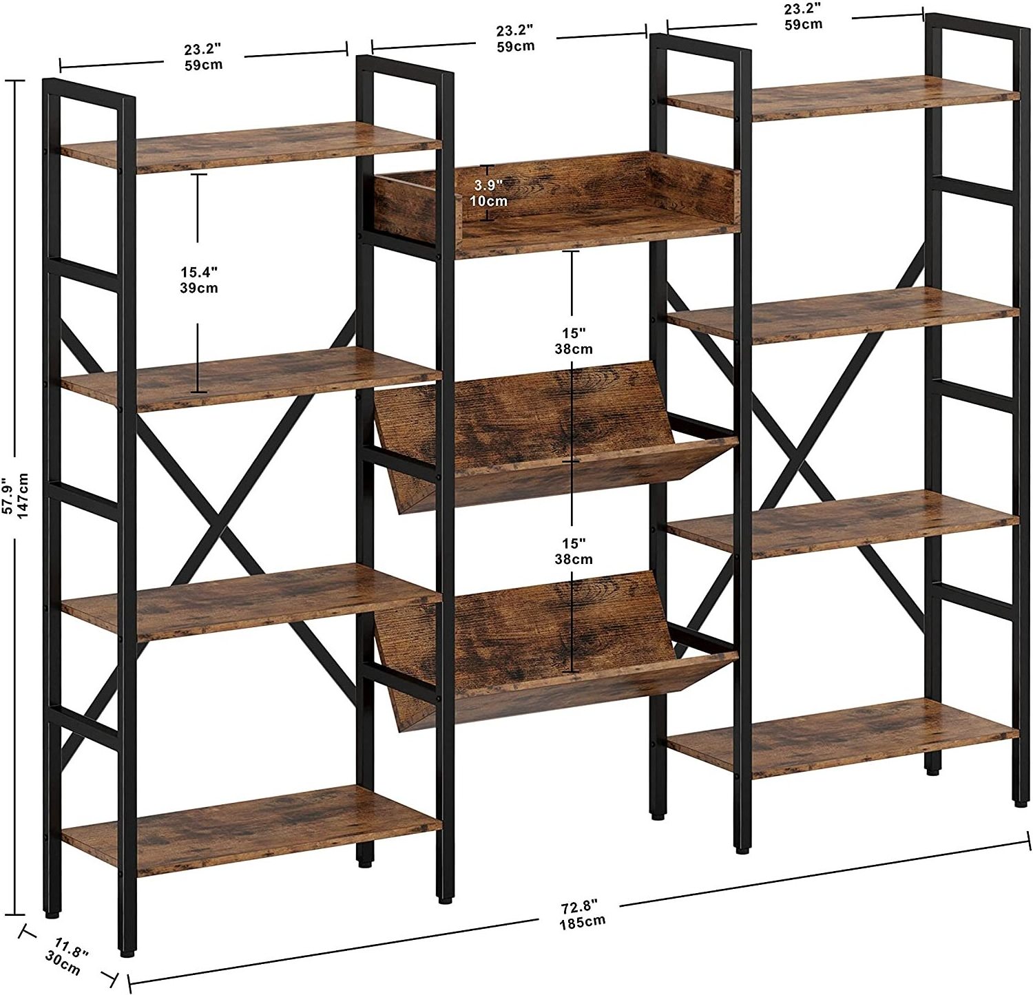 Industrial Style Display Open Shelf Book Standing Steel Cabinet Bookcase Modern Metal Bookshelf