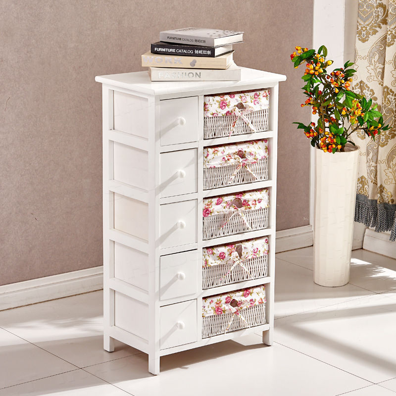 Home Corner White Plastic Cheap Wood Tall Drawer Storage Cabinet