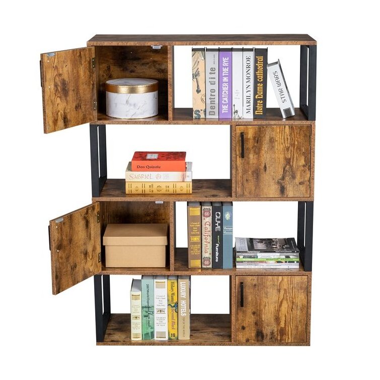 Modern Boho Modular Book Cabinet 6 Cube Storage Organizer Bookshelf Shelf Wooden Steel Metal Industrial Black Shelves Bookcase