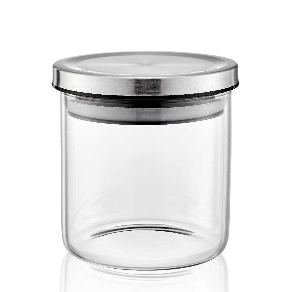 LINUO  airtight Glass Food Storage Jar glass container food  Glass Jar With stainless steel Lid For Food