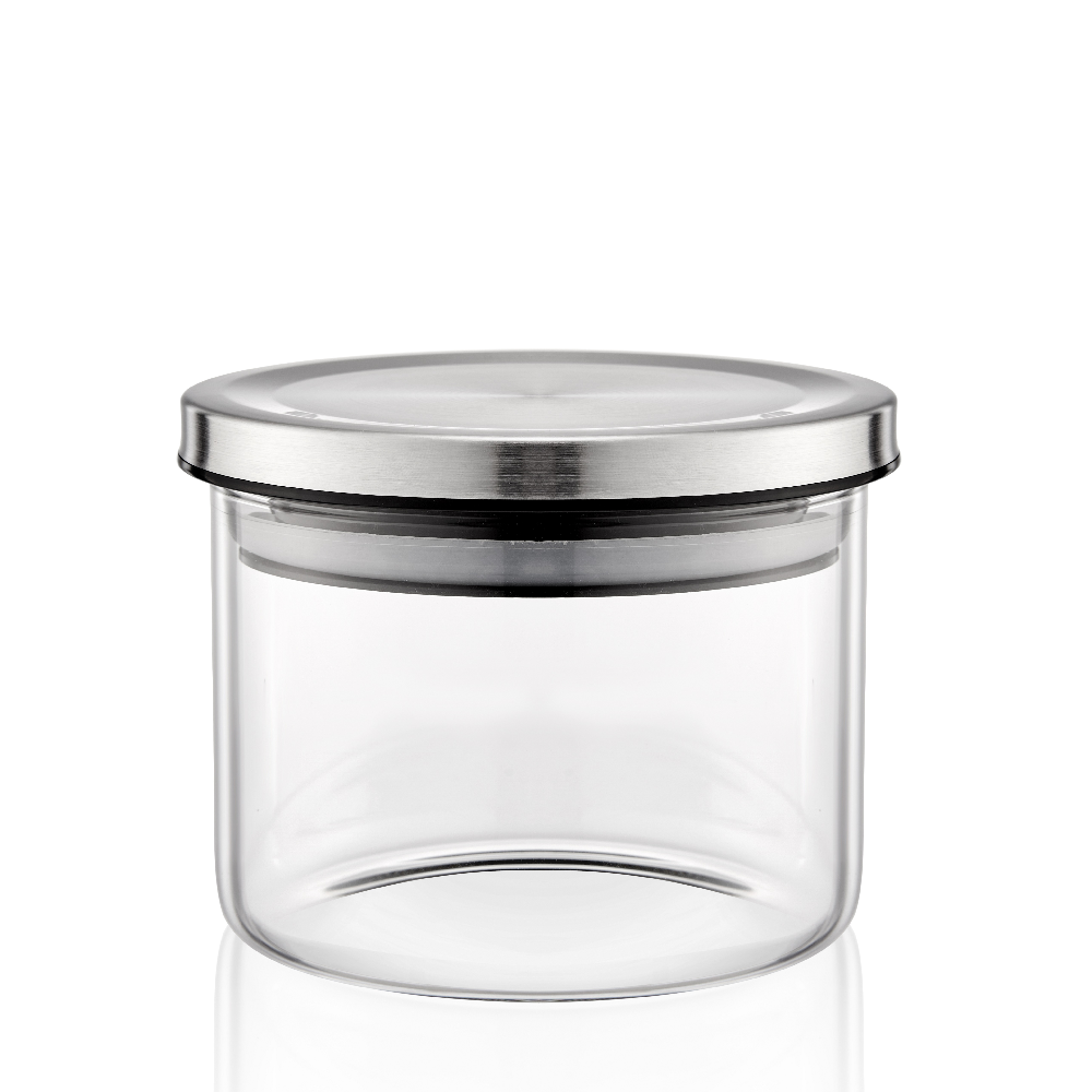 LINUO  airtight Glass Food Storage Jar glass container food  Glass Jar With stainless steel Lid For Food