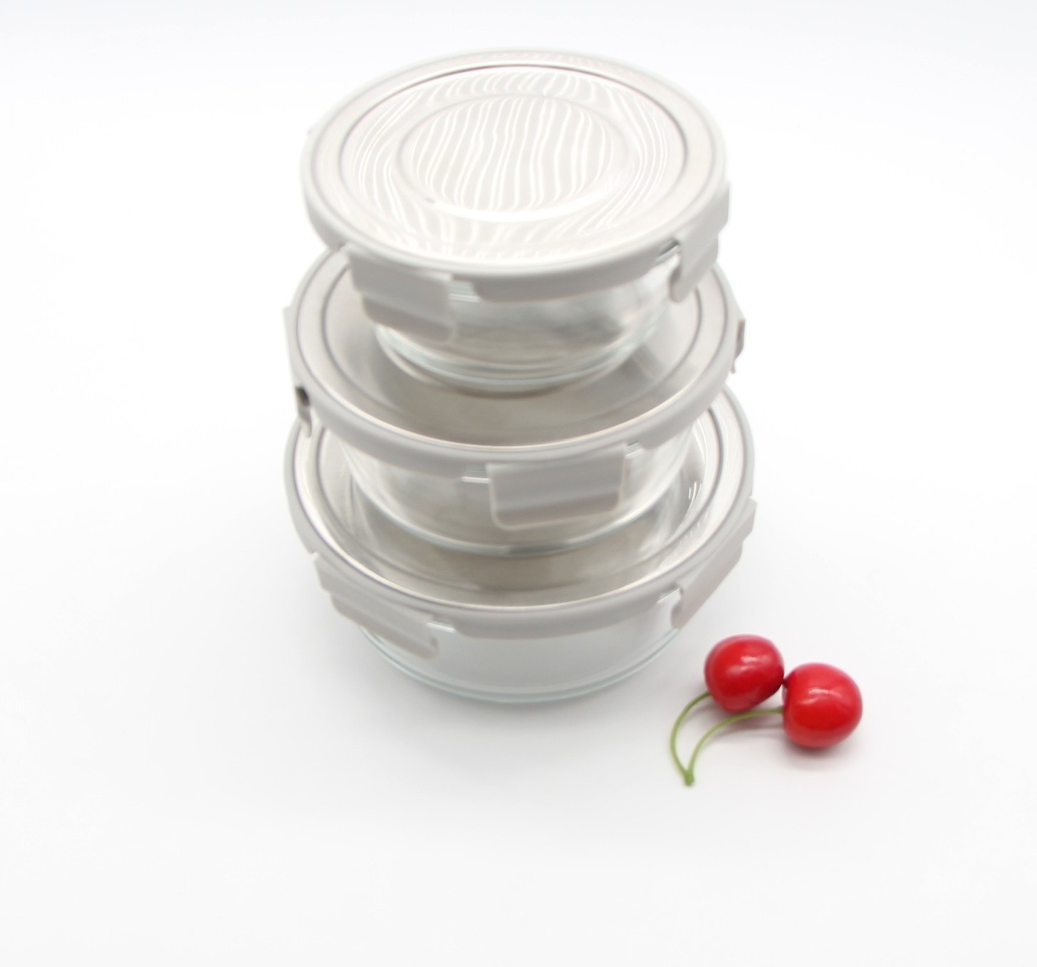 Linuo  SSlid Glass food container with stainless steel lid borosilicate Heat-resistant  Air Tight Glass with stainless steel lid