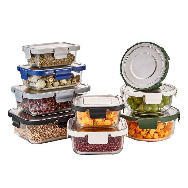 Linuo Kitchen Pantry Food Storage And Container Glass Food Storage Container With Stainless Steel Lid