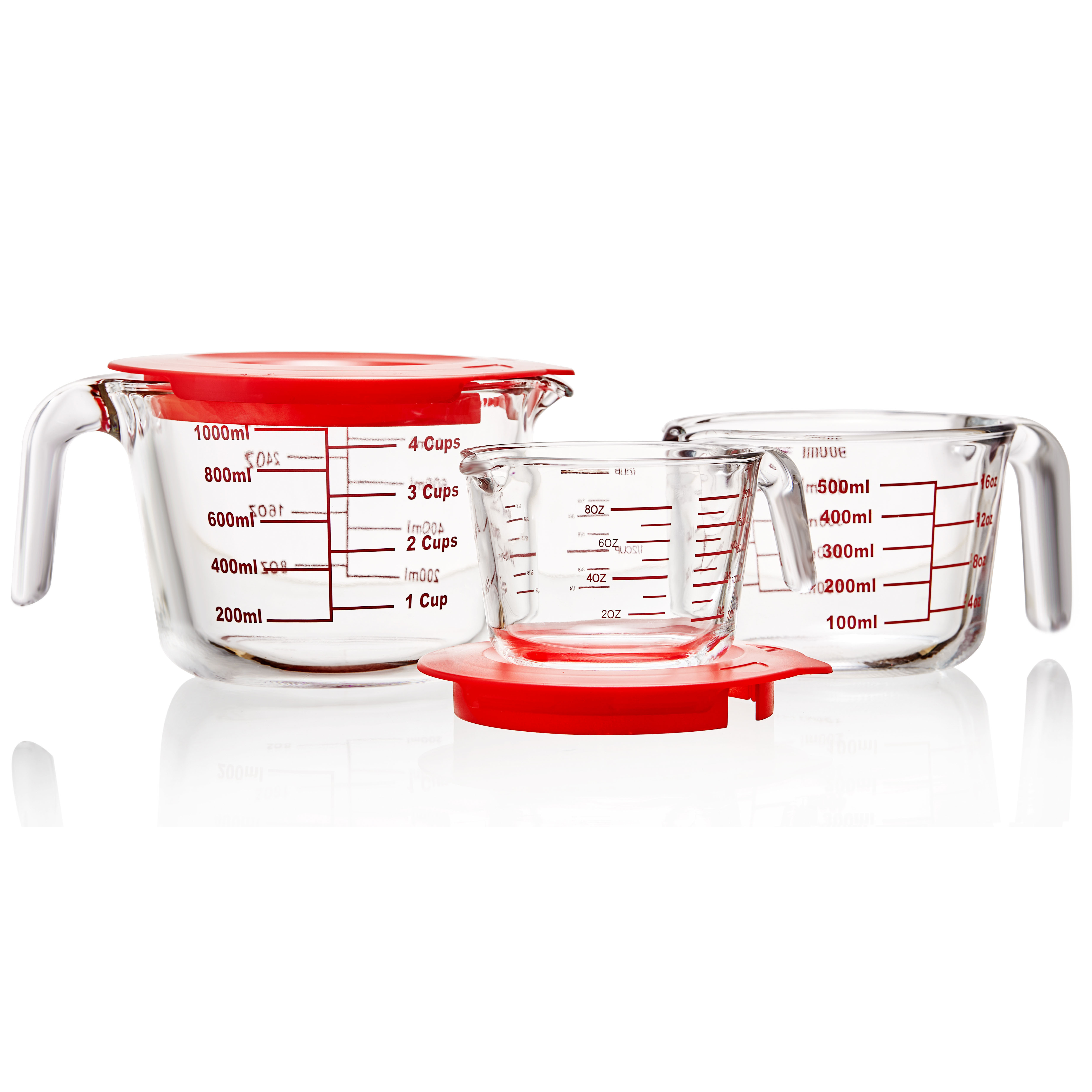 GLASS MEASURING CUPS WITH LID BOROSILICATE GLASS MEASURING CUP SET GLASS CANISTER WITH MEASURING CUP LIDS