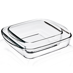 Square High borosilicate heat resistant glass plate 1L glass pan for cooking food