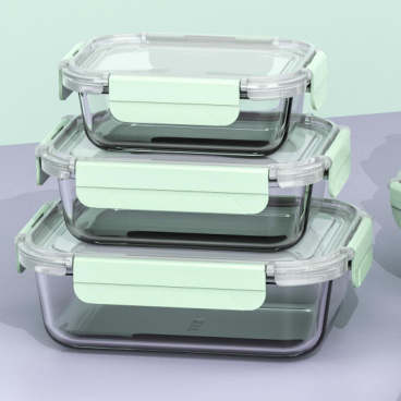 LINUO ECO-Friendly glass food containers with airtight lock lids glass lunch box  fridge organizer refrigerator clear food box