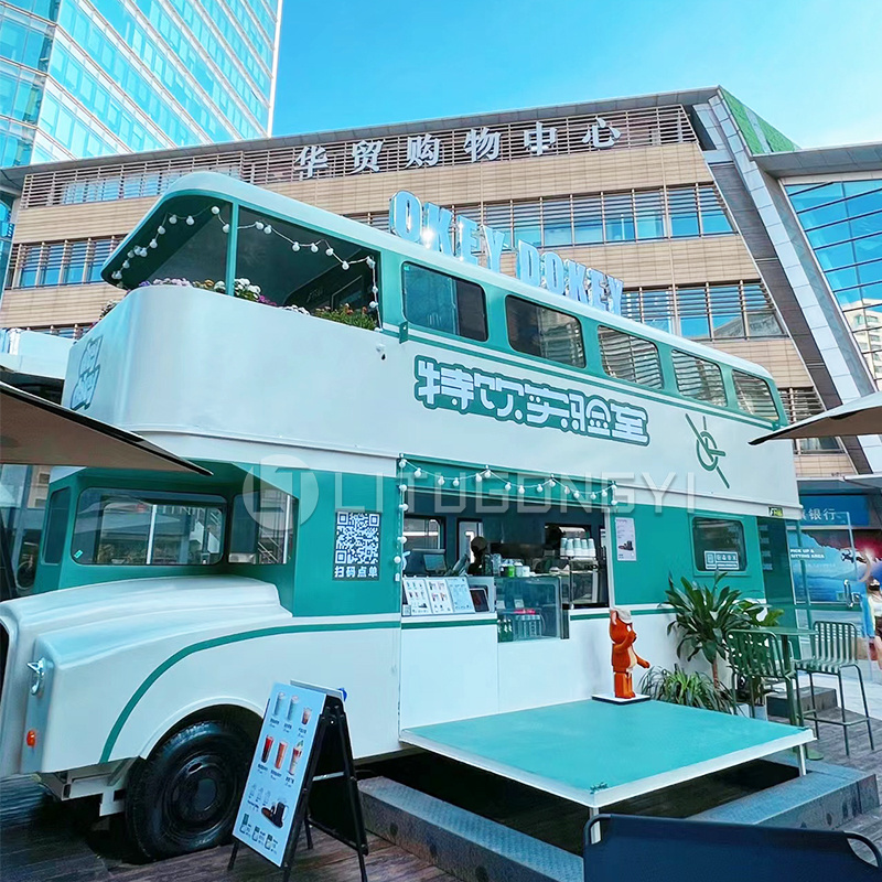 Mobile Ice Cream Truck Fast Food Truck Catering Trailers Fully Equipped Kitchen Traile food truck Double decker bus dining car