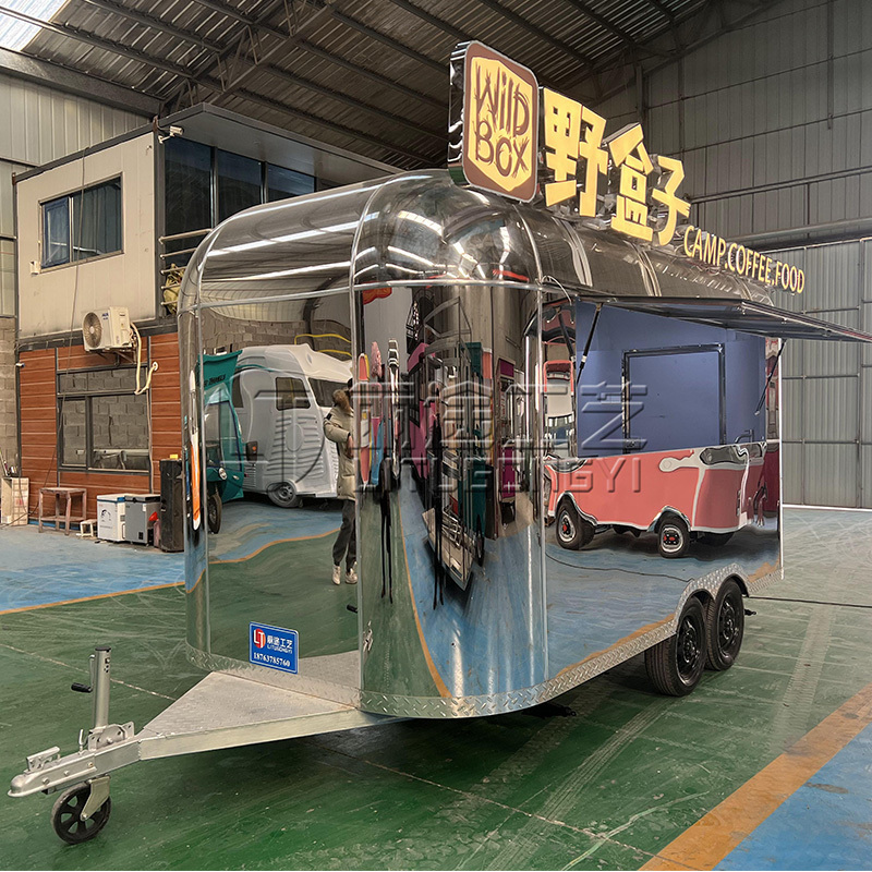 Commercial Catering Food Track Mobile Kitchen Bar Fast Food Trailers Fully Equipped Airstream Pizza Food Truck for Sale