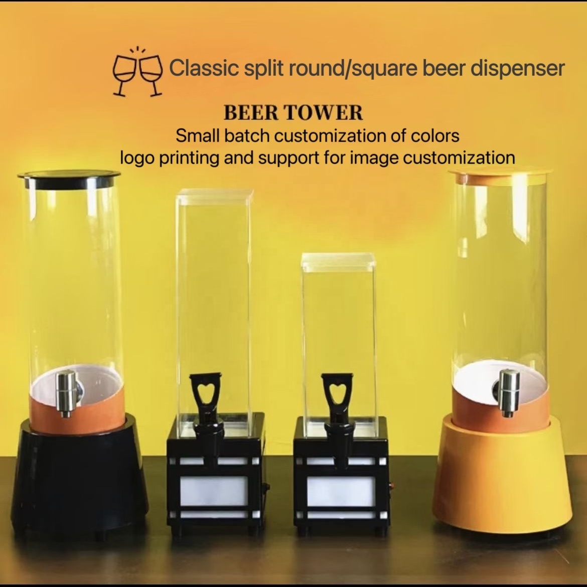 Custom bar light up Beer Tabletop Desktop Beer Tower led Light up Cold Drink Juice Beer self-service Dispenser