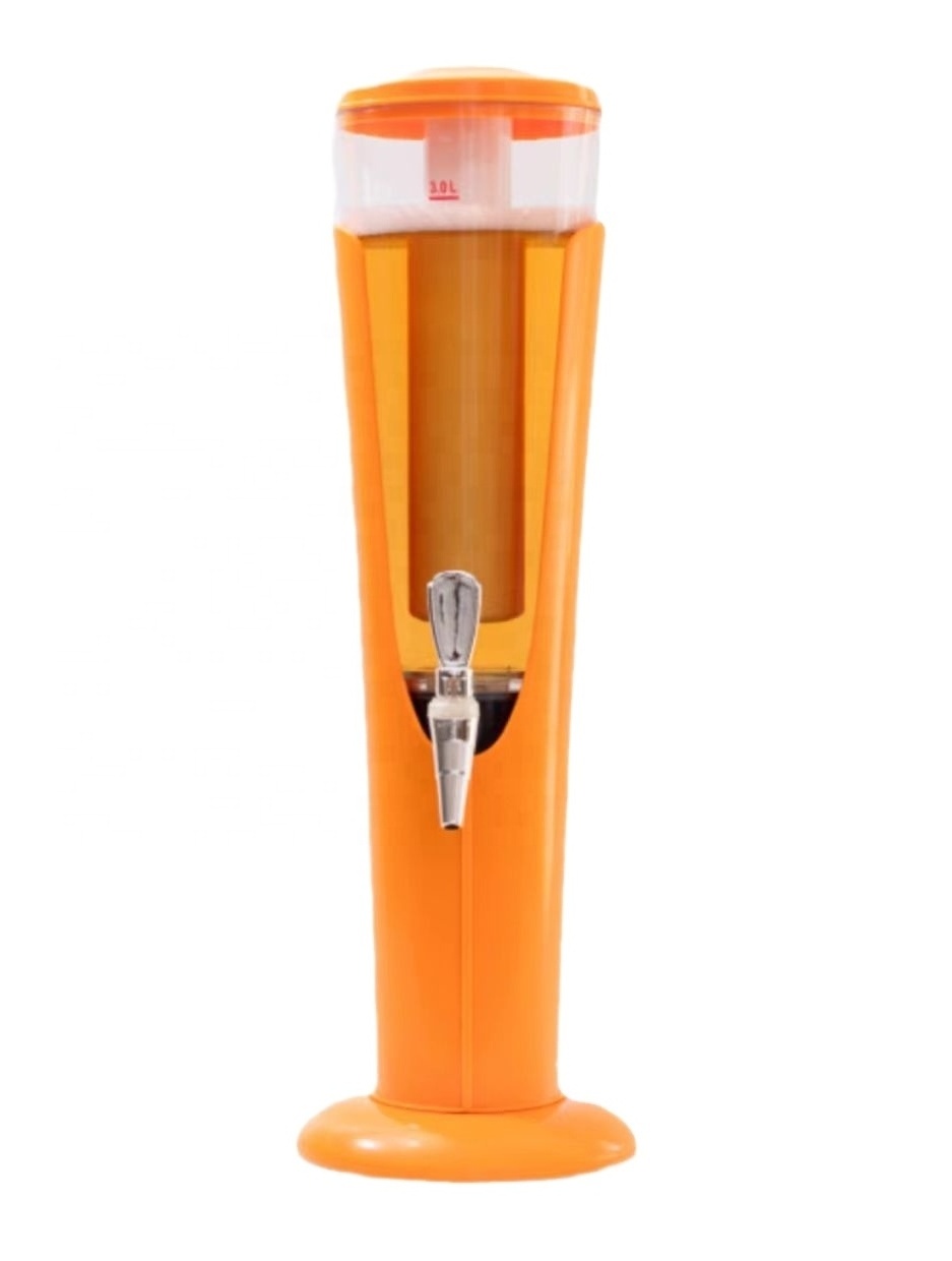 Hotel commercial Fruit Juice Dispenser 3L Beer Dispenser Beer Tower Beverage Dispenser with Ice Tube Hot led light Beer Tower