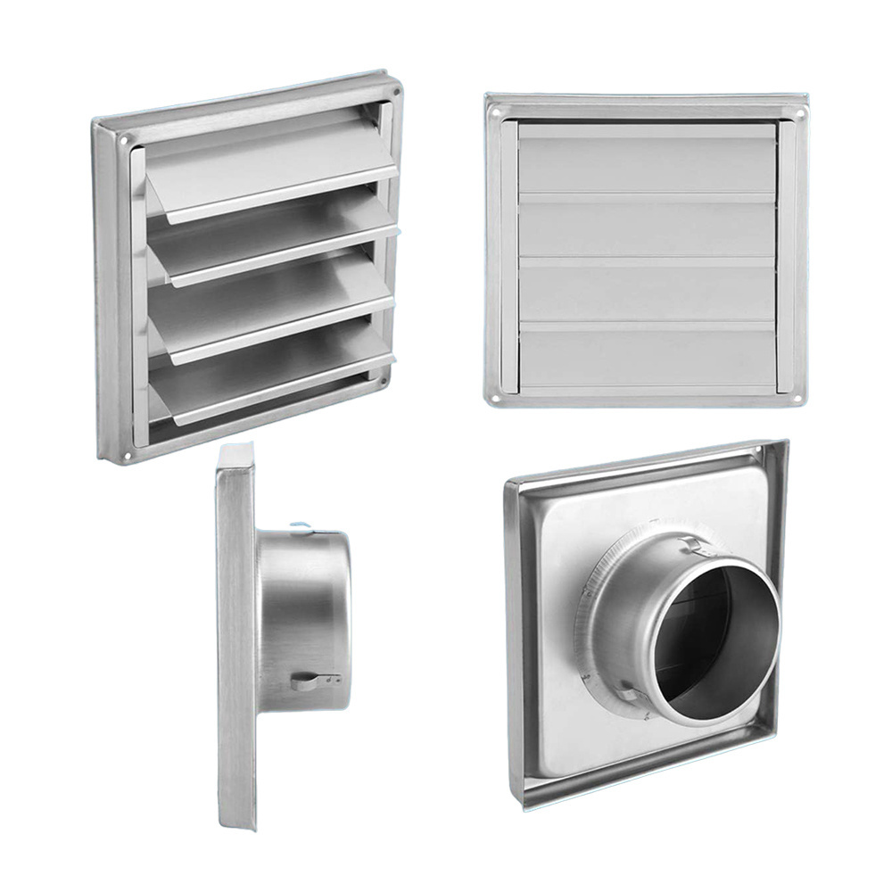 Lakeso HVAC Stainless Steel Grille Vent Exterior Wall Vent Moving Flaps Air Louvered Vents