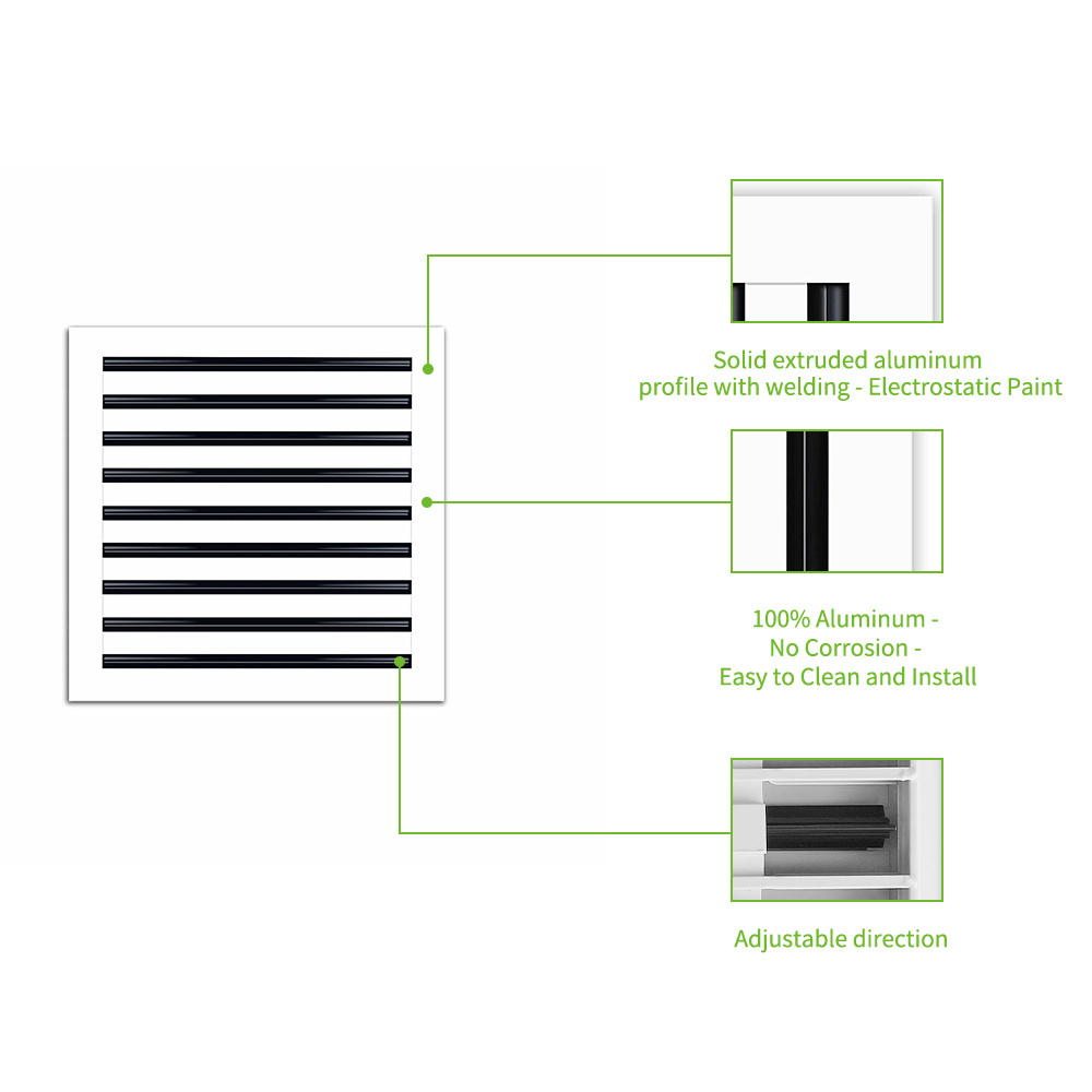 Modern AC Vent Cover   Decorative White Air Vent 9 slot flexible led drywall hvac