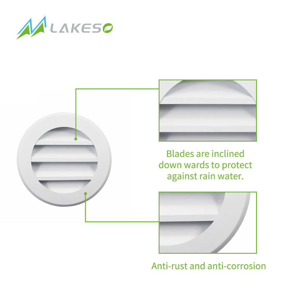 Lakeso Air Round Vent Louver Grille Ventilation Weatherproof Louver Outside Exhaust Fresh