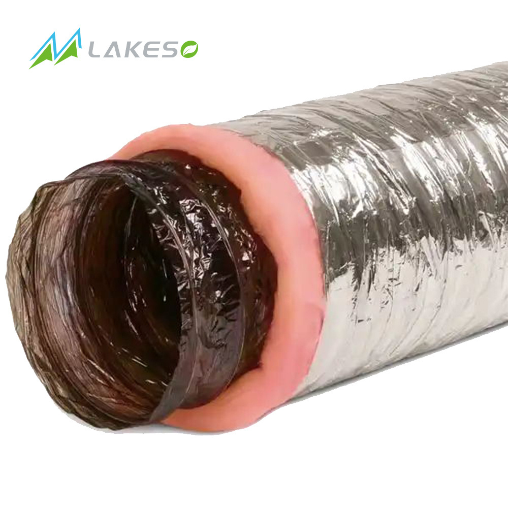 Lakeso Flexible Aluminum Ducting Hose Insulated R6 R8 Air Duct Pipe insulated flex duct for HVAC