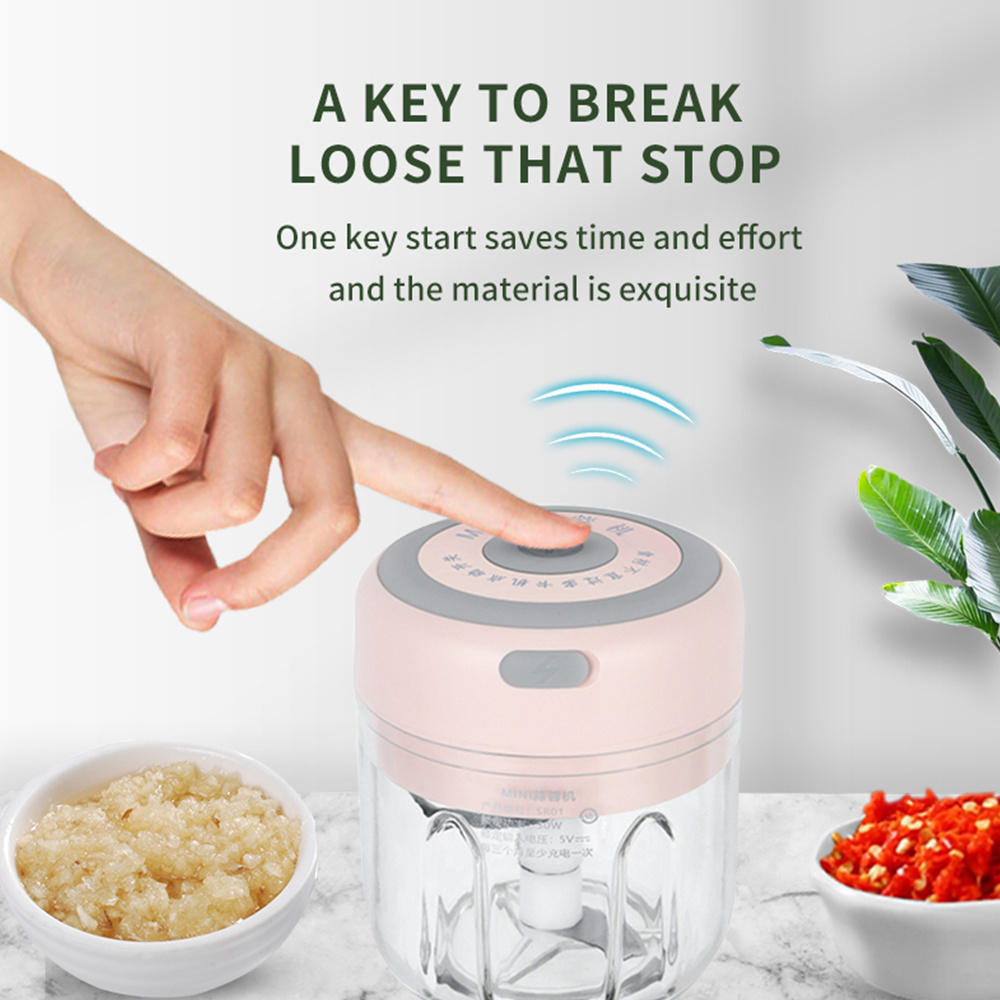 Kitchen Mini Electric Garlic Chopper USB Charging Vegetable Crusher Garlic Press With Slicer