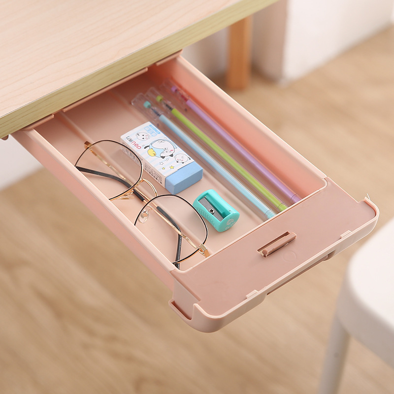 Self Stick Pencil Tray Under Table Drawer Organizer Storage Box Hidden Drawer For Office Home Storage