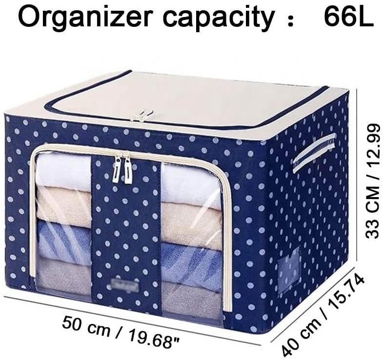 Foldable Oxford Bins Set with Clear Window & Reinforced Carry Handles Clothes Storage Bags Organizer Container for Closet