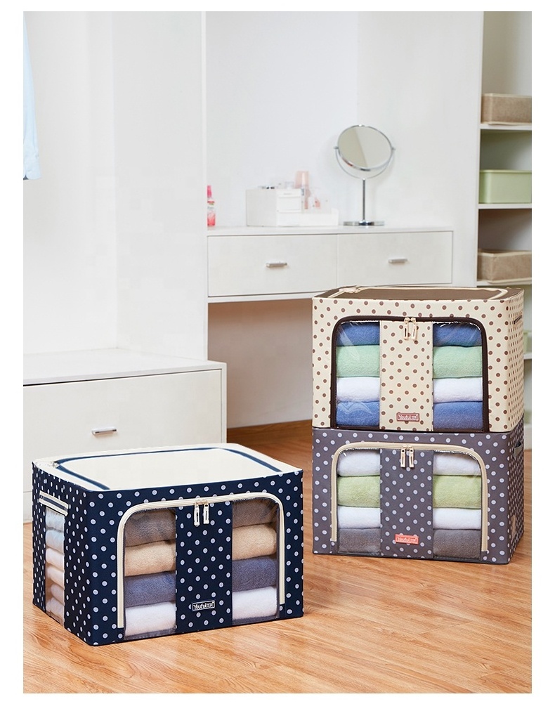 Foldable Oxford Bins Set with Clear Window & Reinforced Carry Handles Clothes Storage Bags Organizer Container for Closet