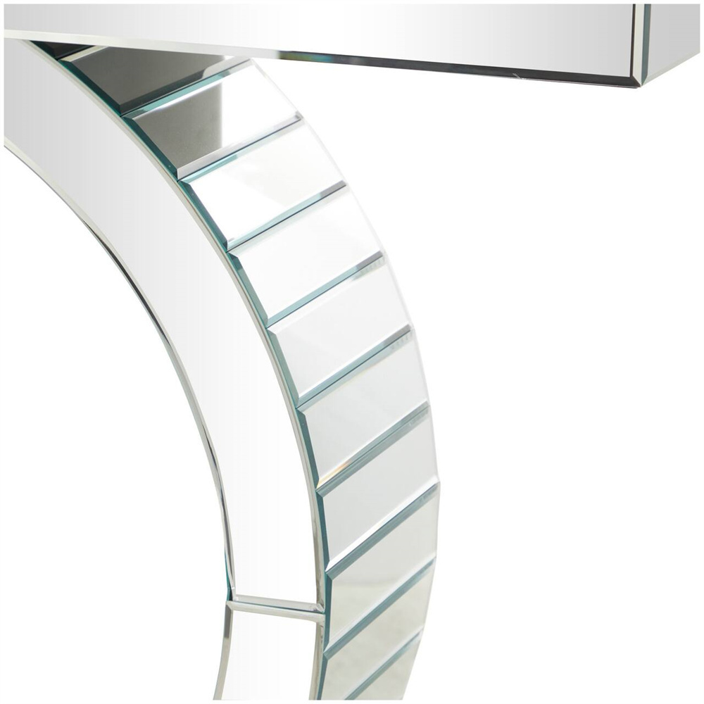 wholesale luxury Home Hotel Furniture Modern O Shape Diamond Crushed Silver Glass mirrored Console Table Hallway Table