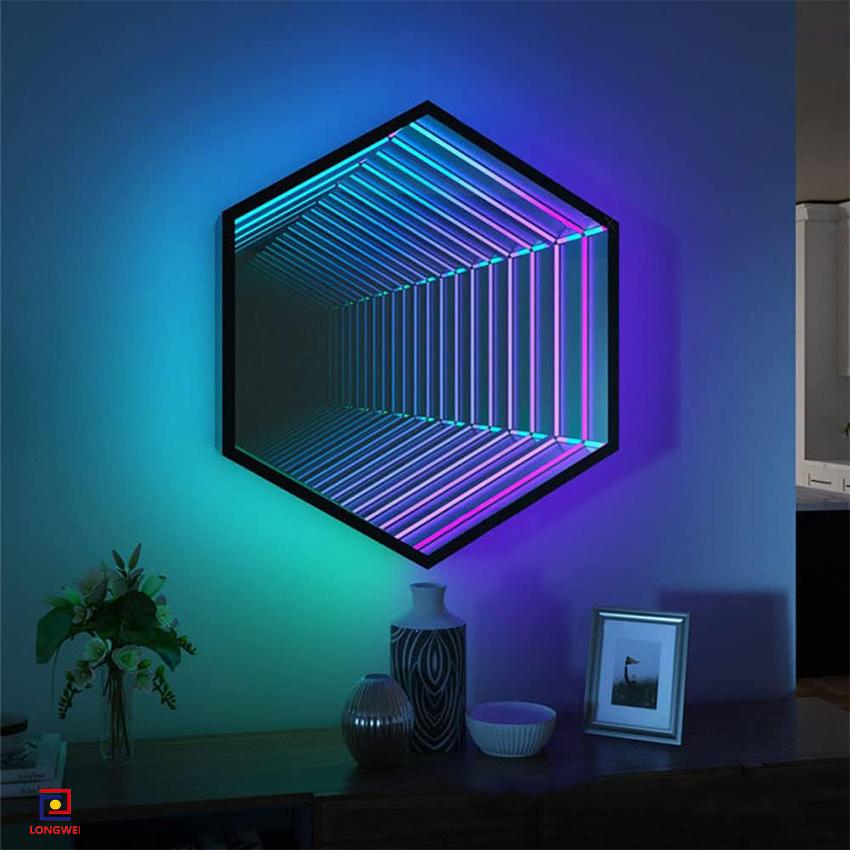 Wholesale Magic Smart RGB 3D Tunnel LED Infinity Mirror Modern Design for Home Decor Made of Glass with Wall Sticker