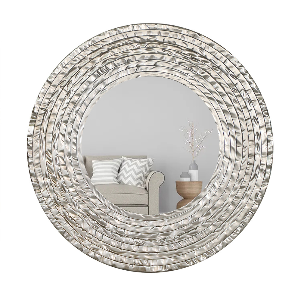 wholesale luxury round PU frame large full body circle home decor big hanging bathroom dressing wall mirror miroir spiegel