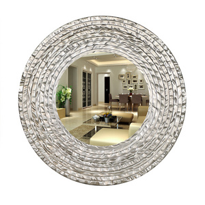 wholesale luxury round PU frame large full body circle home decor big hanging bathroom dressing wall mirror miroir spiegel