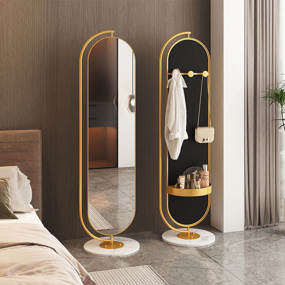 Light Luxury Miroir Full-Length Floor-to-Ceiling Mirror Home Bedroom Girls Can Rotate Dressing Mirror Coat Rack Integrate