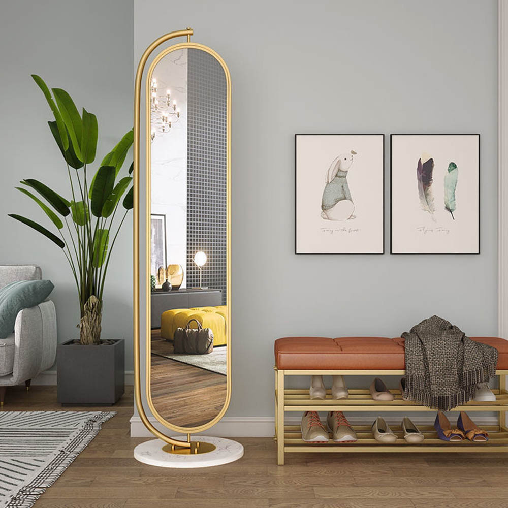 Light Luxury Miroir Full-Length Floor-to-Ceiling Mirror Home Bedroom Girls Can Rotate Dressing Mirror Coat Rack Integrate