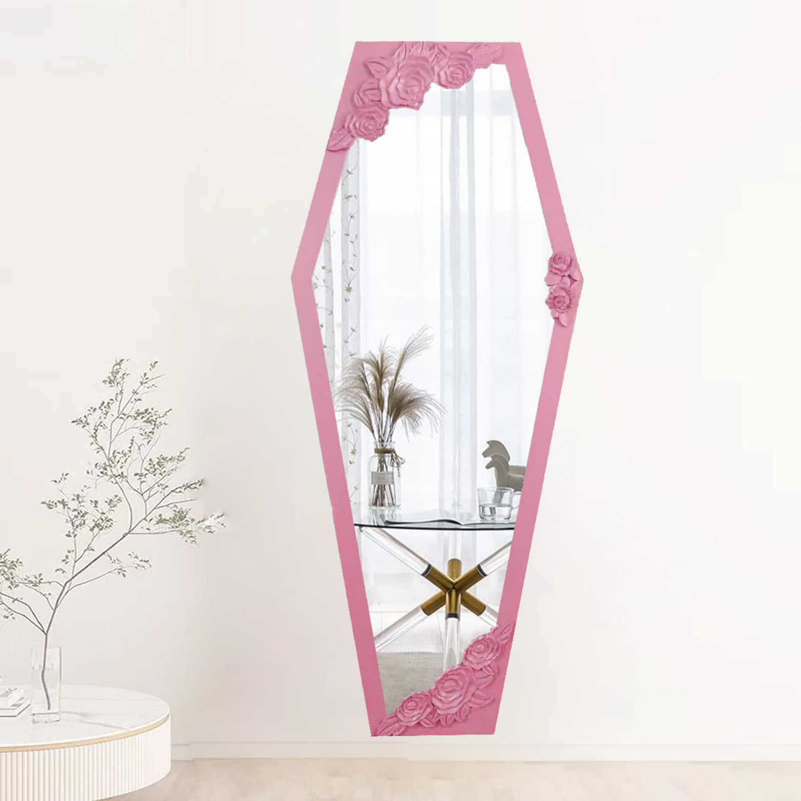 wholesale decoration living room Gothic Curiosities MDF Framed large big Gothic coffin wall mirror miroir spiegel