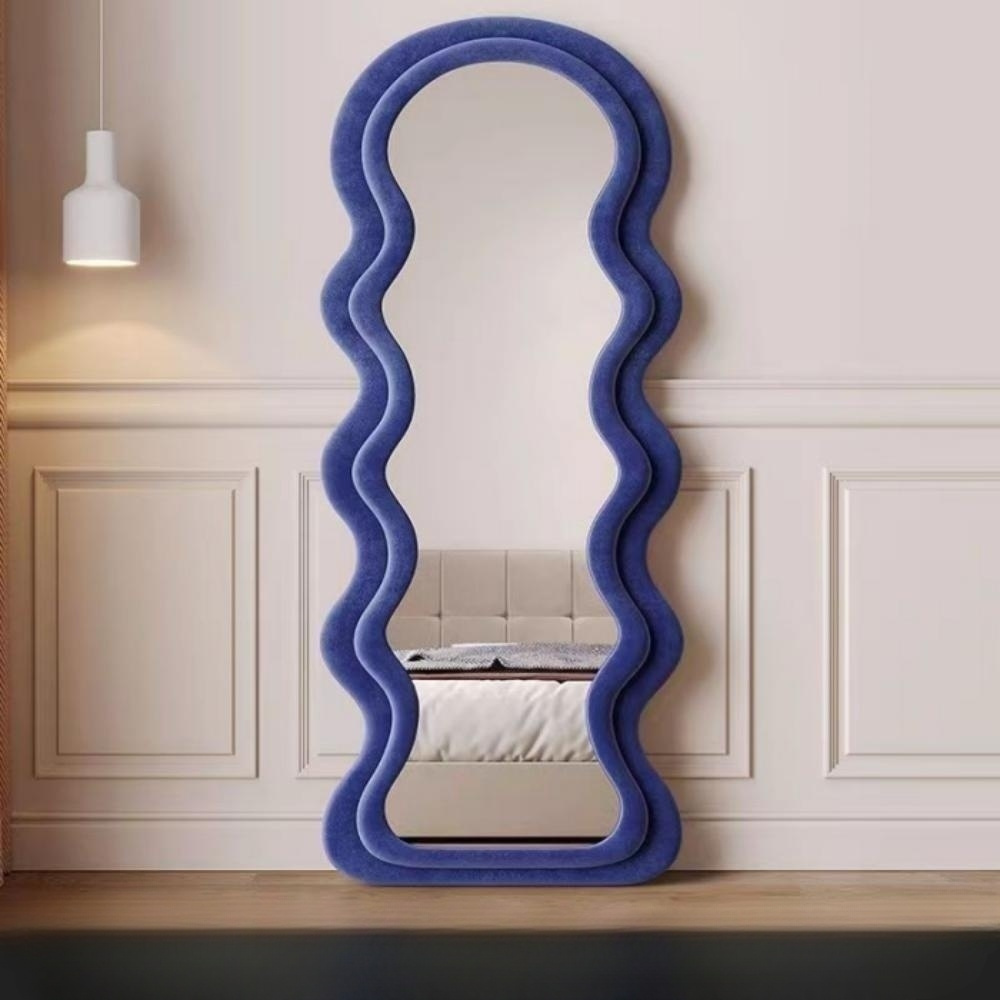 Living Room Wall Decor Large Wavy Mirrors Home Decorative Arch Shape Standing Irregular Big Floor Mirror espejo spiegel miroir