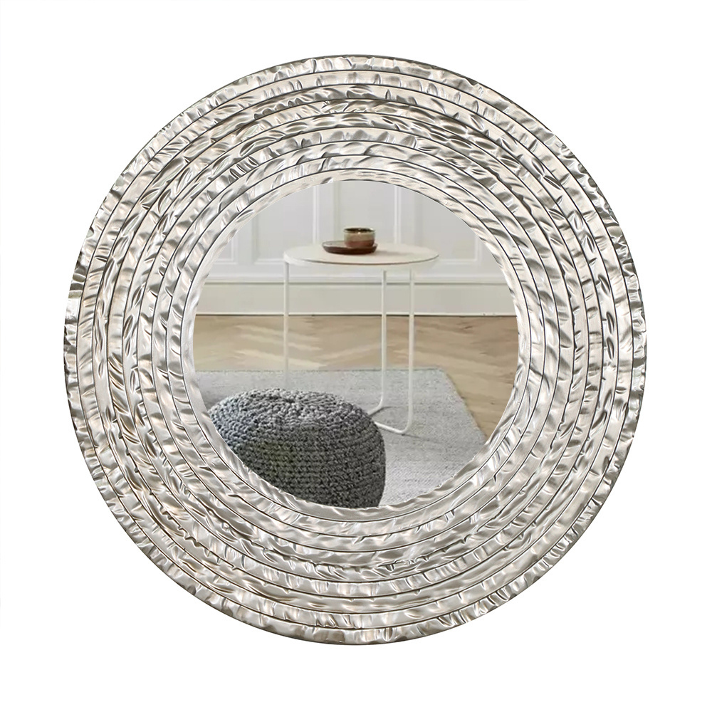 wholesale luxury round PU frame large full body circle home decor big hanging bathroom dressing wall mirror miroir spiegel