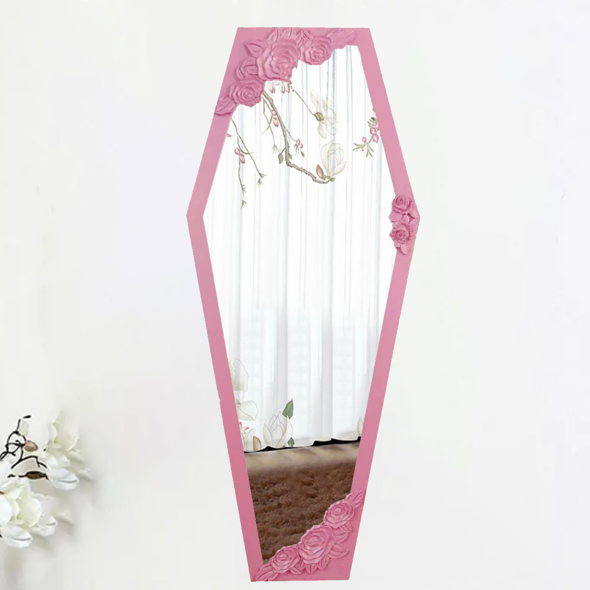 wholesale decoration living room Gothic Curiosities MDF Framed large big Gothic coffin wall mirror miroir spiegel