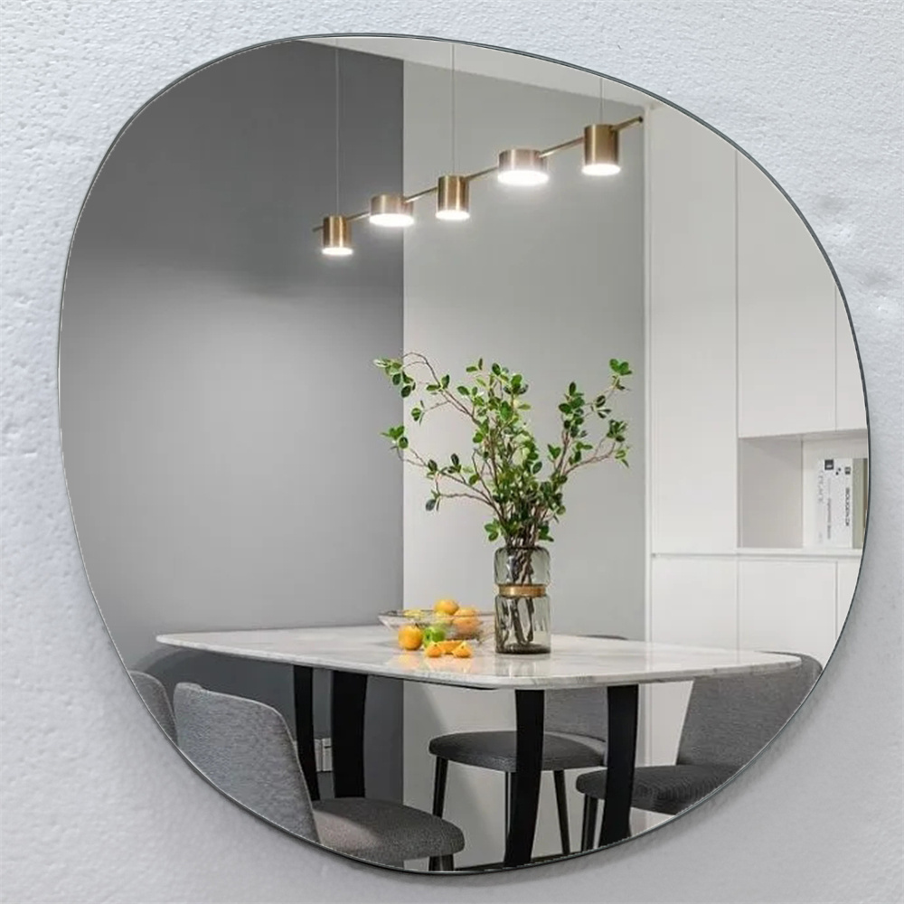 Factory Custom beveled polished frameless bathroom large wall mirror home decor asymmetrical wall hanging irregular mirror