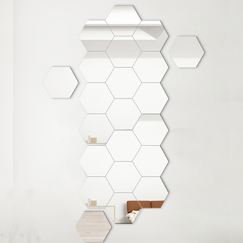 custom popular modern Creative home decor DIY art wall sticker frameless hexagonal mirror  miroir spiegel espejo