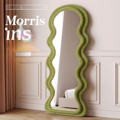 custom hot sale Nordic floor-to-ceiling standing full length FlannelWavy wall mirror dresser Makeup Mirror espejo spiegel miroir