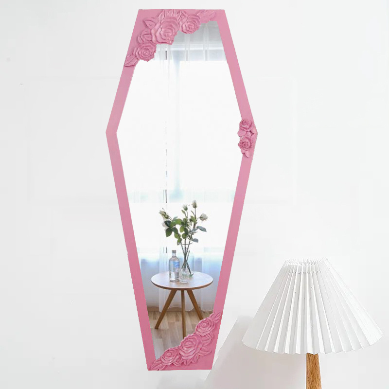 wholesale decoration living room Gothic Curiosities MDF Framed large big Gothic coffin wall mirror miroir spiegel