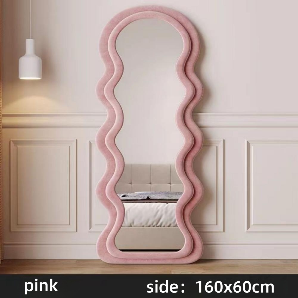 custom hot sale Nordic floor-to-ceiling standing full length FlannelWavy wall mirror dresser Makeup Mirror espejo spiegel miroir