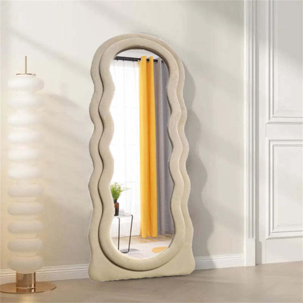 Custom Asymmetrical Arch Irregular Full Length Body Long Wavy Wall Floor Standing Mirror For Home Design Bathroom Decor Mirror