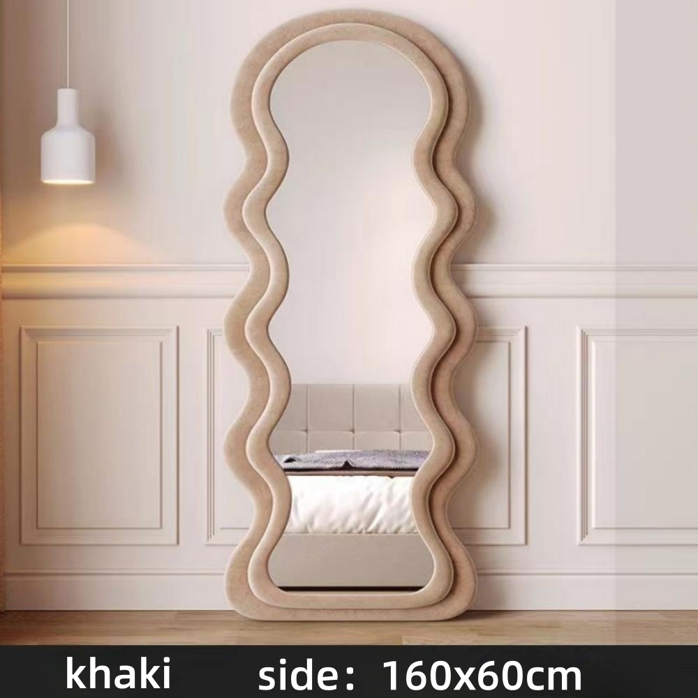 custom hot sale Nordic floor-to-ceiling standing full length FlannelWavy wall mirror dresser Makeup Mirror espejo spiegel miroir