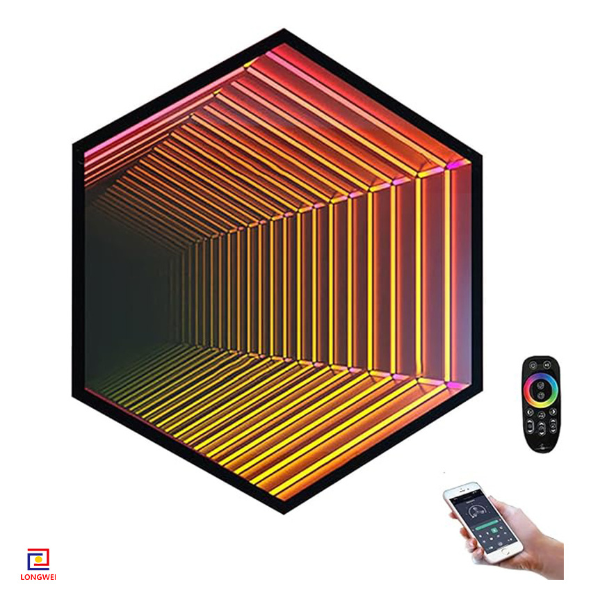 Wholesale Magic Smart RGB 3D Tunnel LED Infinity Mirror Modern Design for Home Decor Made of Glass with Wall Sticker