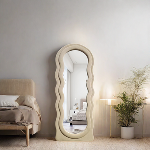 Custom Asymmetrical Arch Irregular Full Length Body Long Wavy Wall Floor Standing Mirror For Home Design Bathroom Decor Mirror