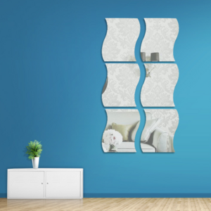 custom Home Decoration Wavy Frameless Wall Mirror Glass Mirror Brick Self-adhesive Paper Decorative irregular mirror miroir